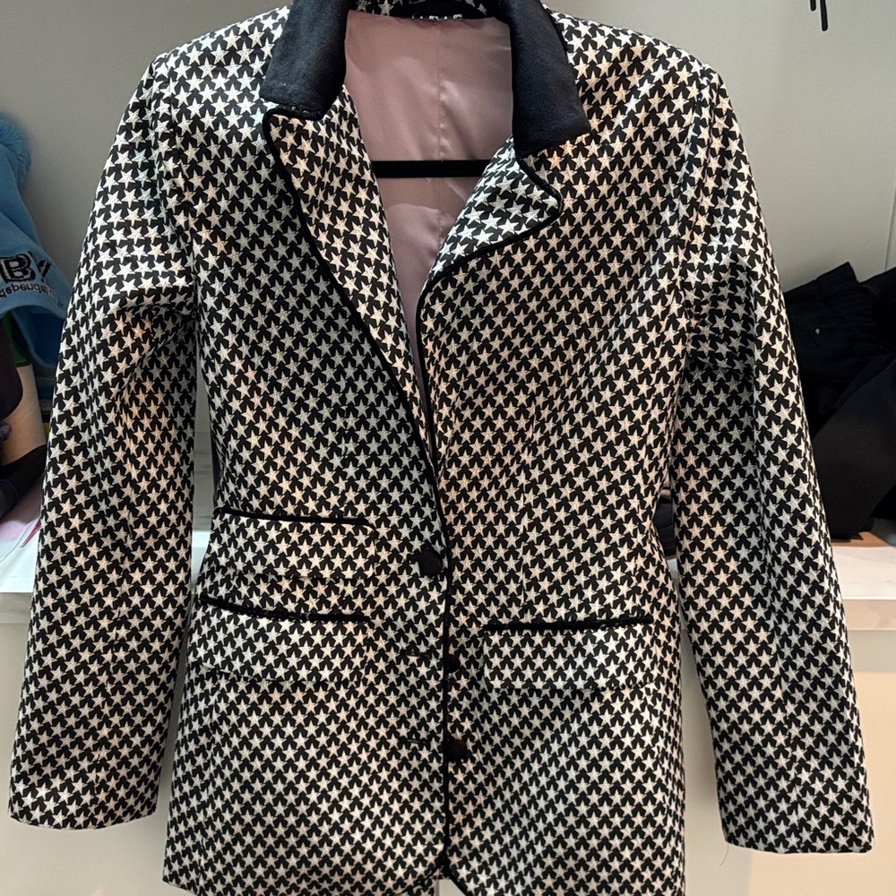 Stylish Black and White Silver Star  Women's blazer